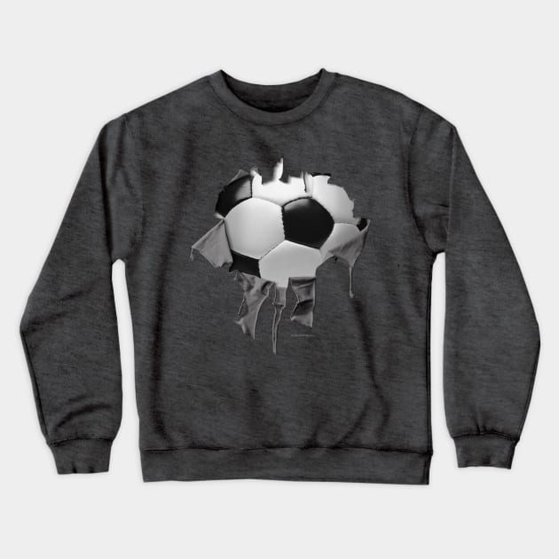 Shredded, Ripped and Torn Soccer Crewneck Sweatshirt by eBrushDesign